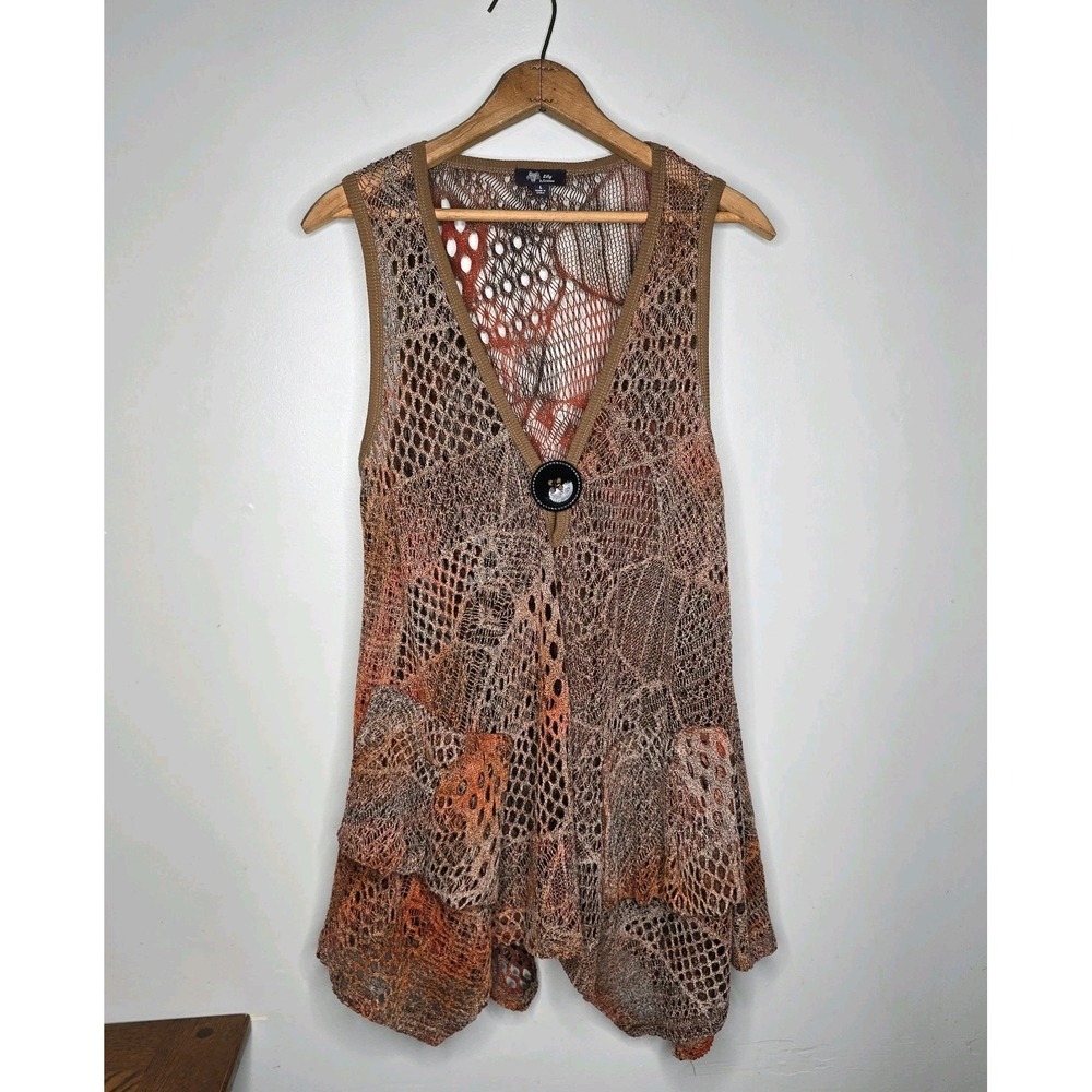 Lily by Firmiana Bohemian Open-knit Crochet Tunic Vest Boho Cover Up Festival